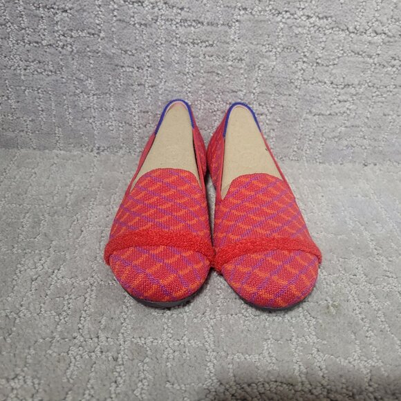 Rothy's The Loafer Girls Size US 1 Red Pomegranate Grid Round Toe Slip on Shoes - Picture 9 of 10